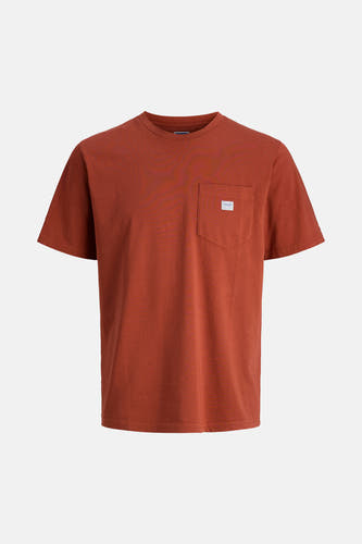 T-shirt à manches courtes rouge de PREMIUM BLUE by JACK & JONES, avec une poche poitrine.