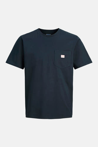 T-shirt bleu à manches courtes de PREMIUM BLUE by JACK & JONES, avec poche poitrine ornée d'une étiquette de marque.