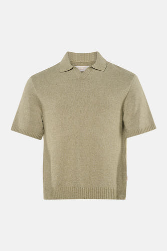 Polo verte à manches courtes de couleur verte de ORIGINALS BY JACK & JONES, texture tricotée et dos affiché.