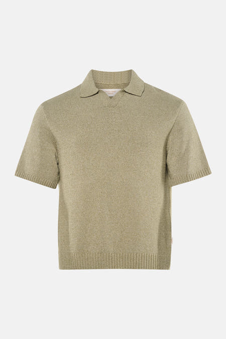 Polo verte à manches courtes de couleur verte de ORIGINALS BY JACK & JONES, texture tricotée et dos affiché.