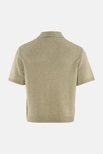 Groene polo met korte mouwen van ORIGINALS BY JACK & JONES, gebreide textuur en achterkant weergegeven.