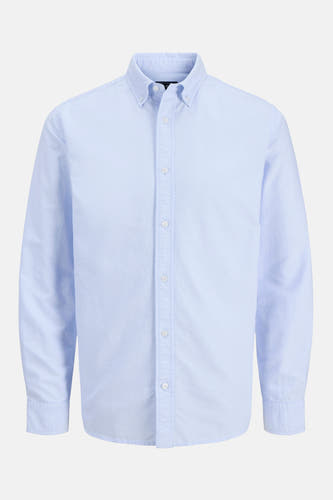 Chemise bleue à manches longues de PREMIUM BLUE by JACK & JONES, texture unie et fermeture boutonnée.