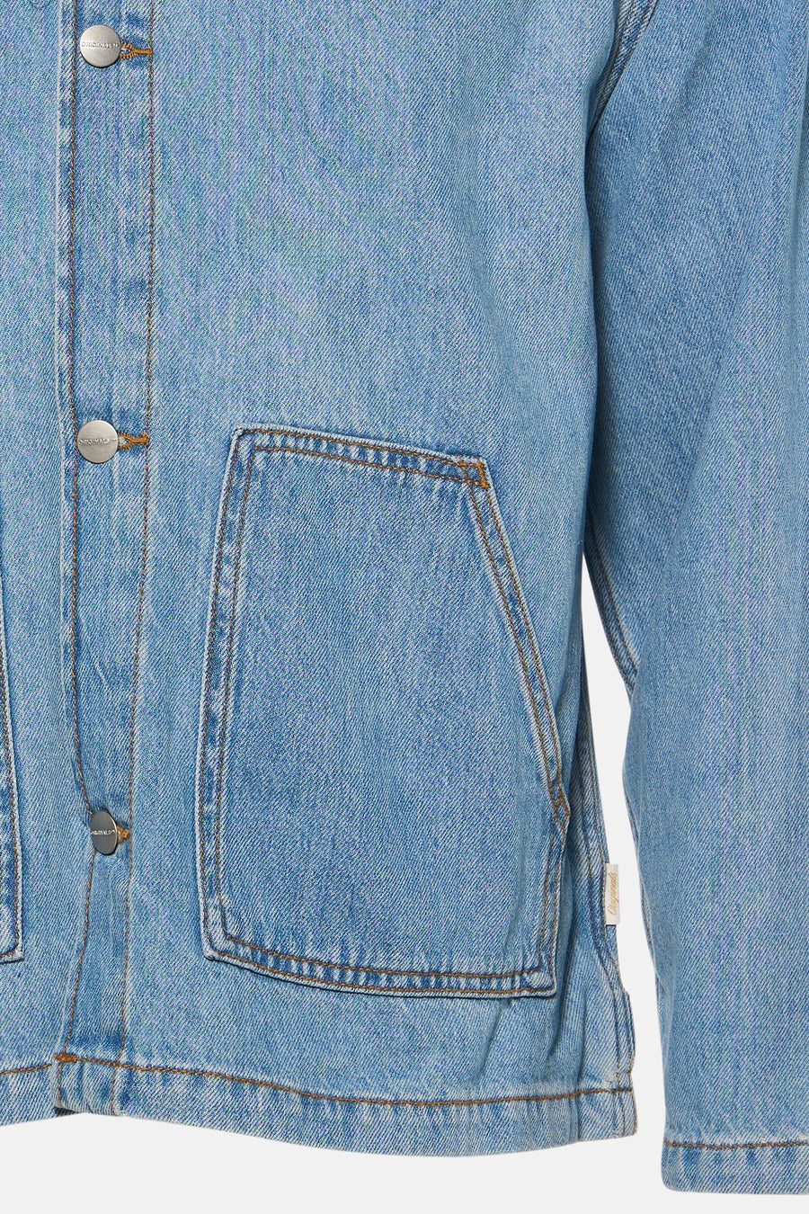 Veste en jean bleu clair de ORIGINALS BY JACK & JONES, avec boutons argentés et une poche plaquée.