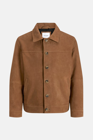Manteau brun court de PREMIUM par JACK & JONES, avec fermeture à boutons et poches discrètes.