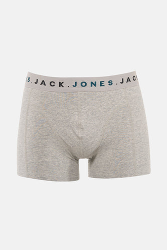 Grijze heren boxershort van katoen met "JACK & JONES" op de band.