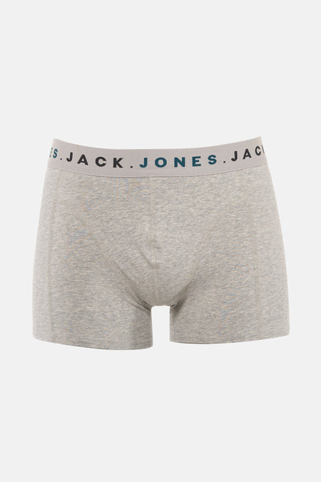 Grijze heren boxershort van katoen met "JACK & JONES" op de band.