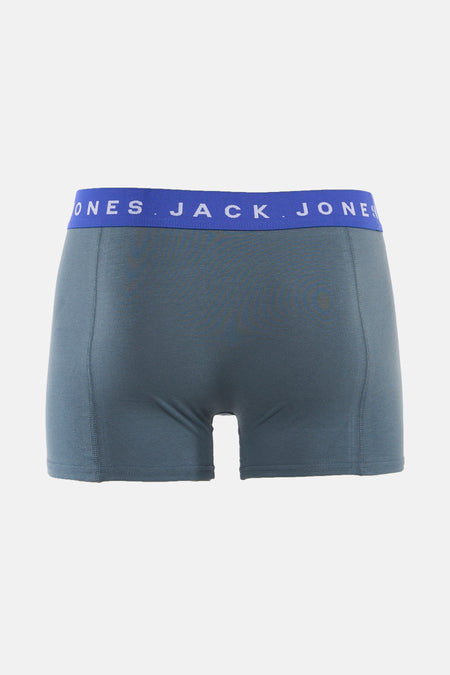 Grijze Jack & Jones herenboxershort met blauwe tailleband.