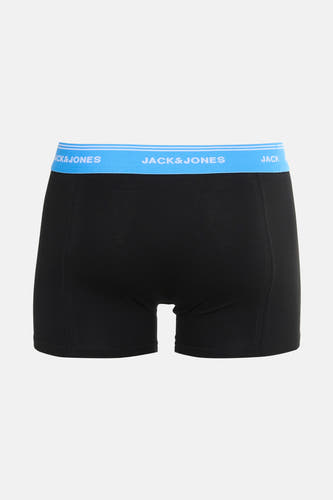 Zwarte boxershort van ACCESSORIES BY JACK & JONES, met blauwe tailleband met logo.
