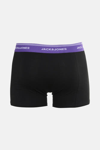 Zwarte boxershort van ACCESSORIES BY JACK & JONES met een paarse elastische band met logo.
