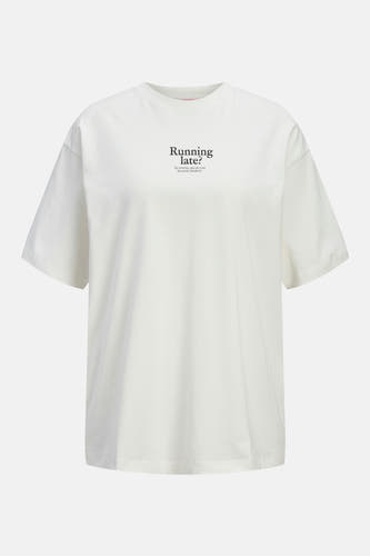 T-shirt blanc à manches courtes de JJXX, avec un petit imprimé texte noir sur la poitrine.