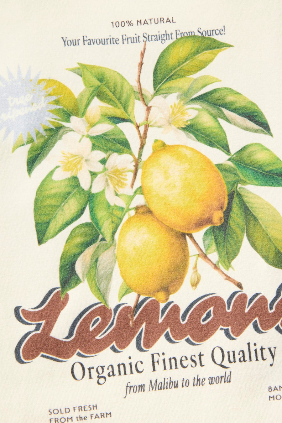 Débardeur écru de JJXX avec un imprimé graphique coloré de citrons, de feuilles et de fleurs.