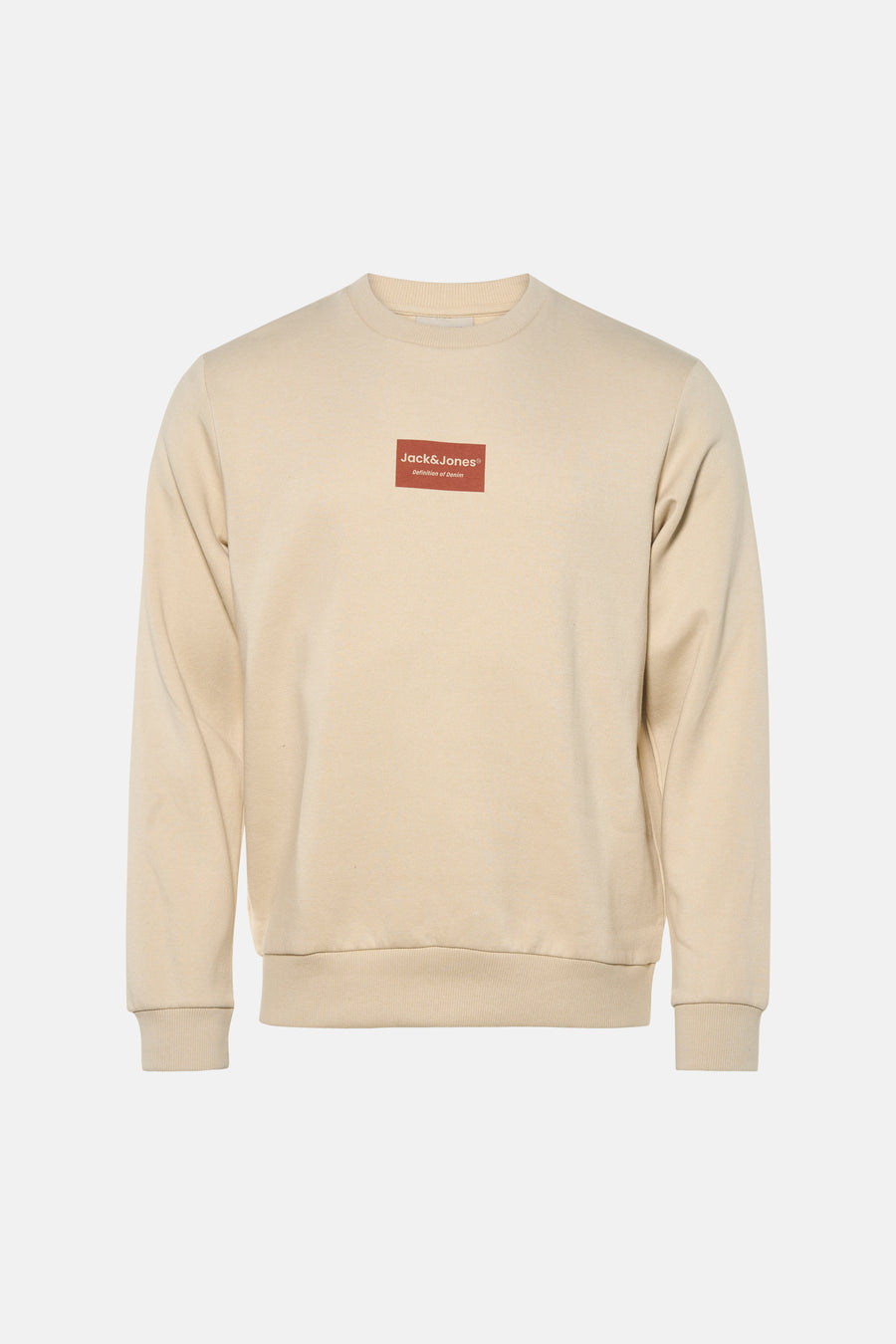 Pull beige de CORE BY JACK & JONES, vu de dos, avec manches longues et col rond.