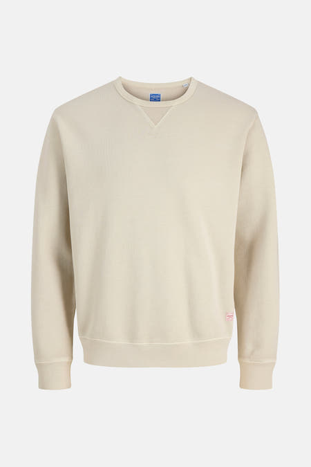 Gilet beige de PREMIUM BLUE par JACK & JONES, avec des manches longues et un col rond.