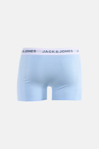 Blauwe boxershort van ACCESSORIES BY JACK & JONES, met een witte elastische band met logo.