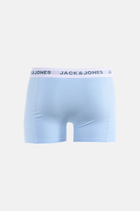 Blauwe boxershort van ACCESSORIES BY JACK & JONES, met een witte elastische band met logo.