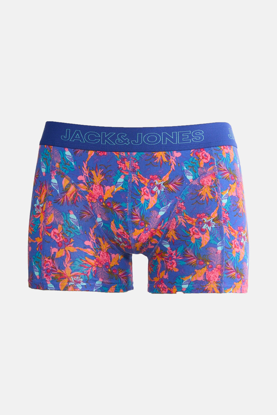 Blauw met kleurrijke bloemenprint boxershort van Jack & Jones.
