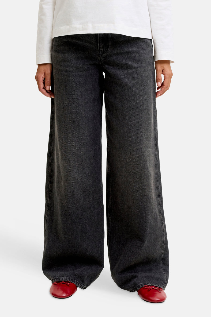 Jeans wide dark grey denim - JJXX