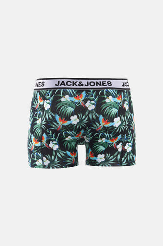 Multikleurige boxershort van ACCESSORIES BY JACK & JONES met een tropische print van papegaaien en bloemen.