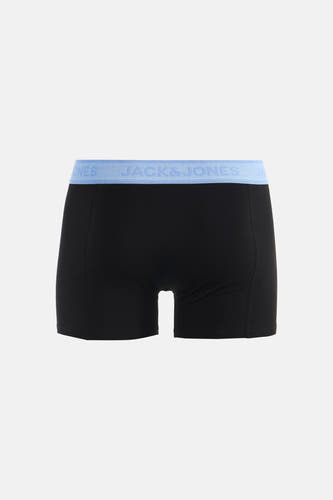 Zwarte boxershort van ACCESSORIES BY JACK & JONES, met een blauwe elastische tailleband met logo-opschrift.