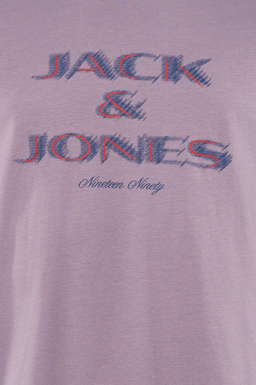 T-shirt à manches courtes violet de CORE by JACK & JONES, avec un imprimé graphique du nom de la marque sur la poitrine.