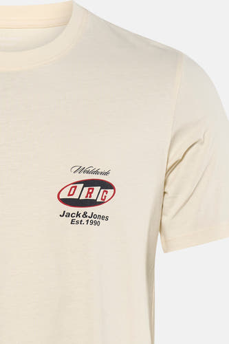 T-shirt écru à manches courtes de ORIGINALS BY JACK & JONES, avec logo et imprimé texte sur la poitrine.