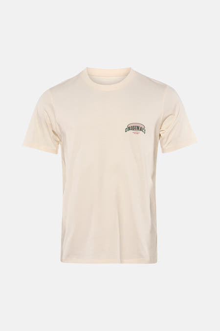 T-shirt écru à manches courtes de ORIGINALS by JACK & JONES, avec un petit imprimé sur la poitrine.