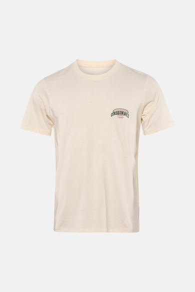 T-shirt écru à manches courtes de ORIGINALS by JACK & JONES, avec un petit imprimé sur la poitrine.