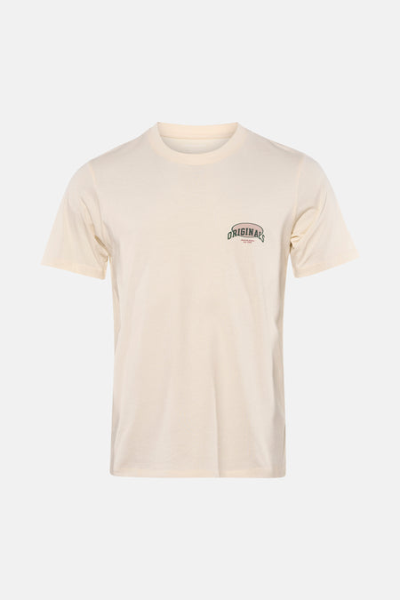 T-shirt écru à manches courtes de ORIGINALS by JACK & JONES, avec un petit imprimé sur la poitrine.