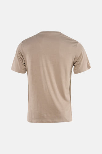 T-shirt beige à manches courtes ORIGINALS BY JACK & JONES de dos, avec un col rond côtelé et un tissu doux et uni.