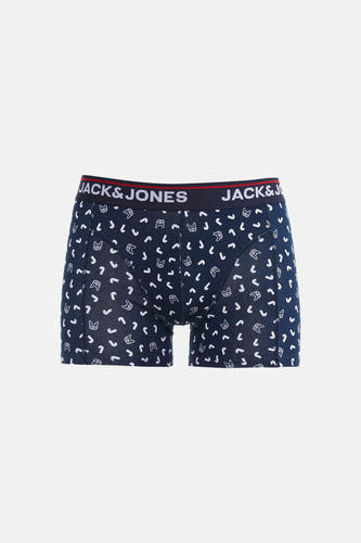Boxer bleu d'ACCESSORIES BY JACK & JONES, avec des chiens de dessin animé blancs et des motifs en forme de j.