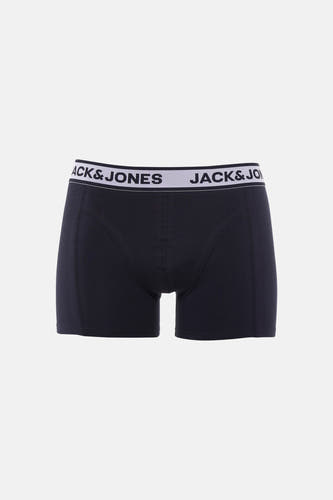 Boxer short bleu d'ACCESSORIES BY JACK & JONES avec une ceinture élastique blanche à logo.