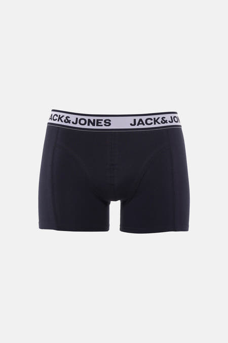 Boxer short bleu d'ACCESSORIES BY JACK & JONES avec une ceinture élastique blanche à logo.