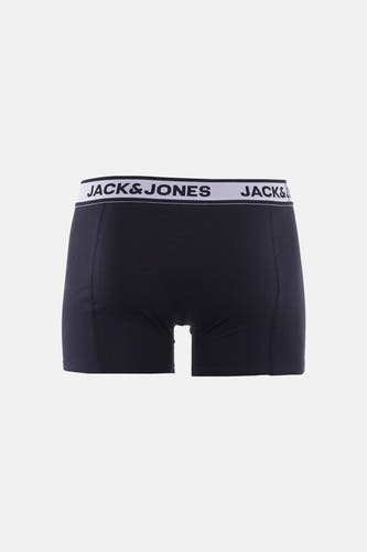 Blauwe boxershort van ACCESSORIES BY JACK & JONES met een witte elastische tailleband met logo.
