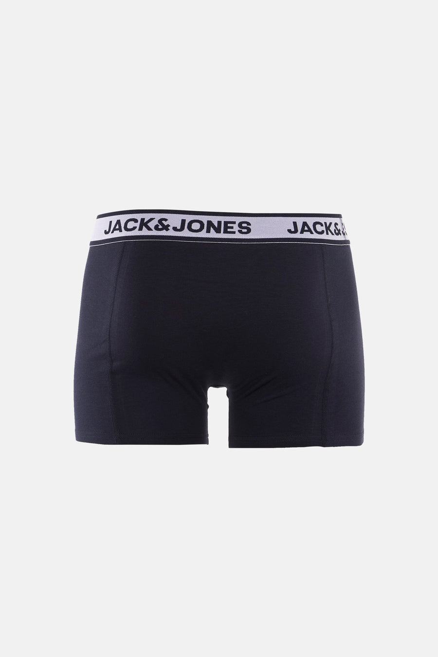 Blauwe boxershort van ACCESSORIES BY JACK & JONES met een witte elastische tailleband met logo.
