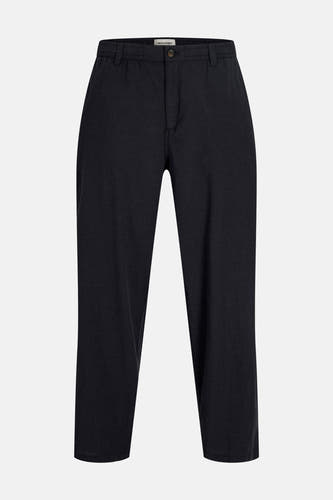 Pantalon noir élastique de saison pour homme de JACK & JONES JEANS INTELLIGENCE, avec fermeture à boutons et texture subtile.
