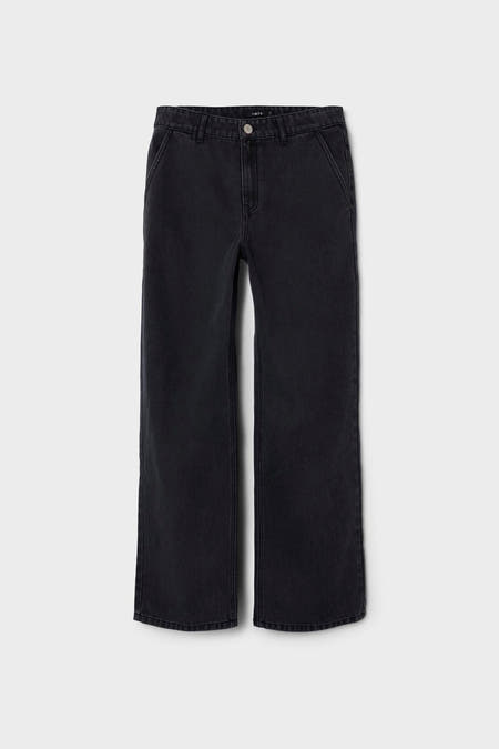 Jean wide black de denim de LMTD, avec fermeture éclair et boutons.