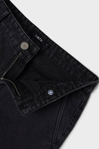 Zwarte wide jeans van denim van LMTD, met ritssluiting en knoopsluiting.