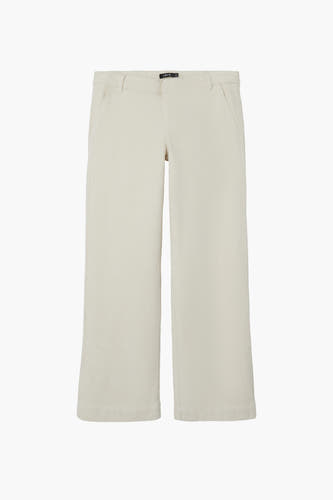 Pantalon de corduroy gris de LMTD, avec des jambes larges et des poches à l'avant.
