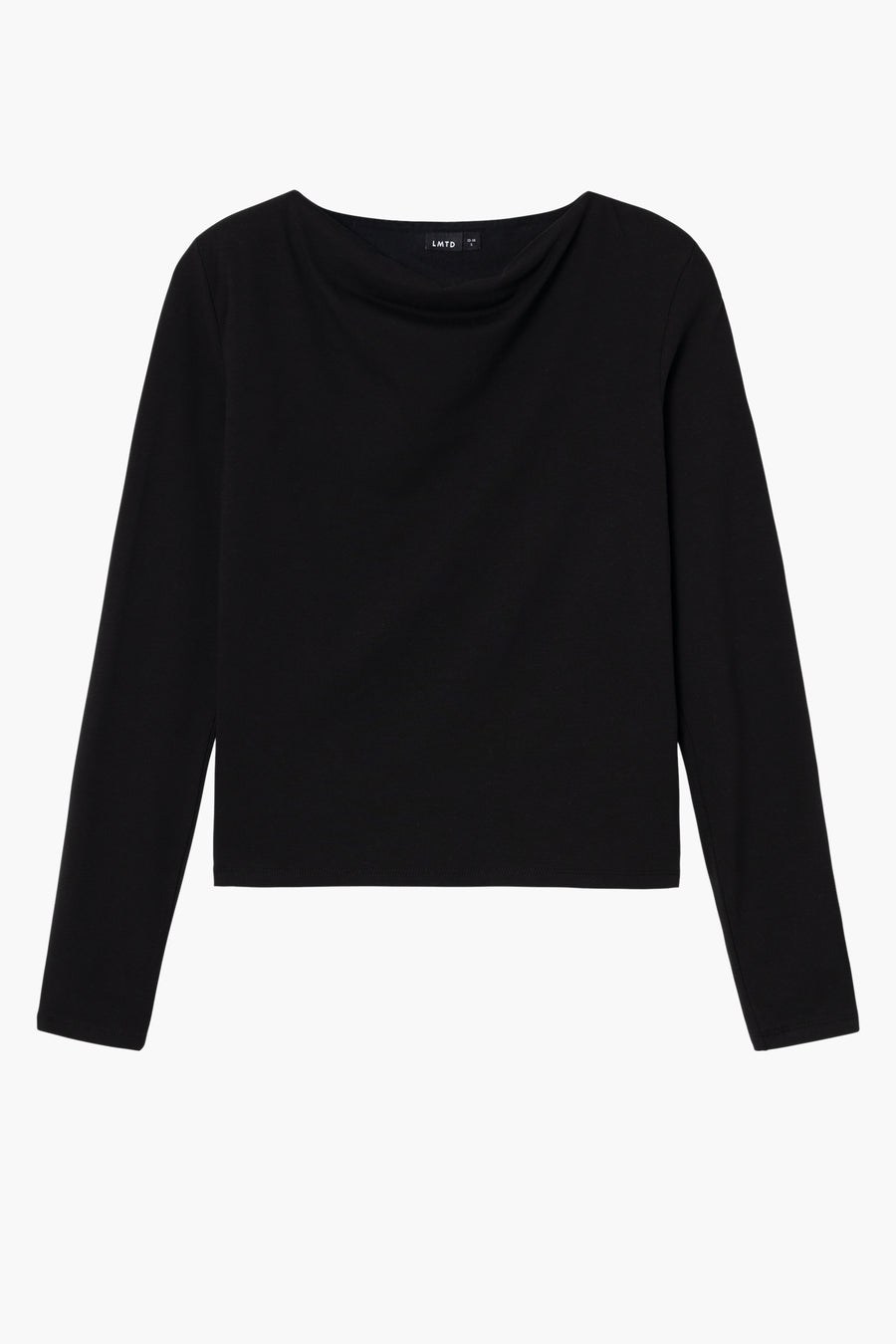 Pull noir de LMTD avec des manches longues et un col loose, tombé.