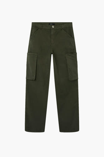 Pantalon de travail vert de LMTD, avec de grandes poches sur les jambes.