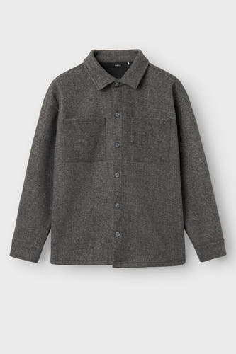 Chemise grise à longues manches de LMTD, avec des boutons et une texture douce.