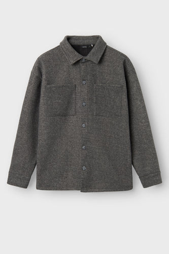 Grijs overhemd met lange mouwen van LMTD, met knoopsluiting en twee opgestikte zakken.