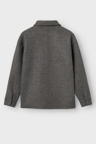 Chemise grise à manches longues de LMTD, vue de dos, avec col et poignets à boutons.