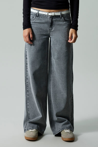 Jeans wide Light grey denim - LMTD
