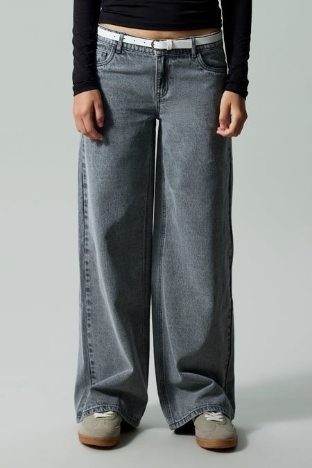 Jeans wide Light grey denim - LMTD