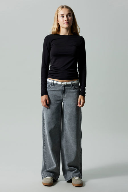 Jeans wide Light grey denim - LMTD