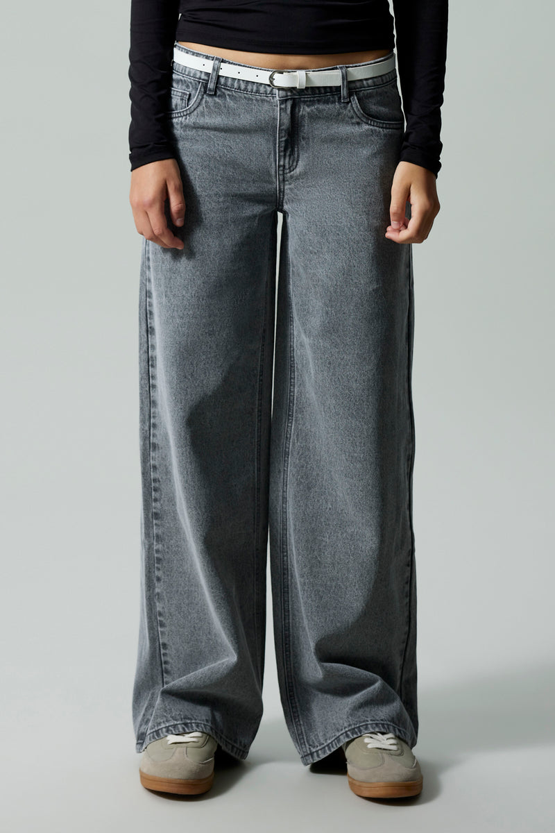 Jeans wide Light grey denim - LMTD