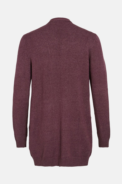 Cardigan marron de VILA, avec des manches longues et une texture tricotée lisse.