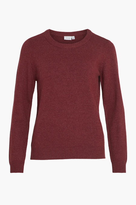 Sweat-shirt rouge avec col rond de VILA, tricoté en jersey.