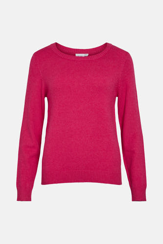 T-shirt rose avec col rond de VILA, en une fine texture triquée.